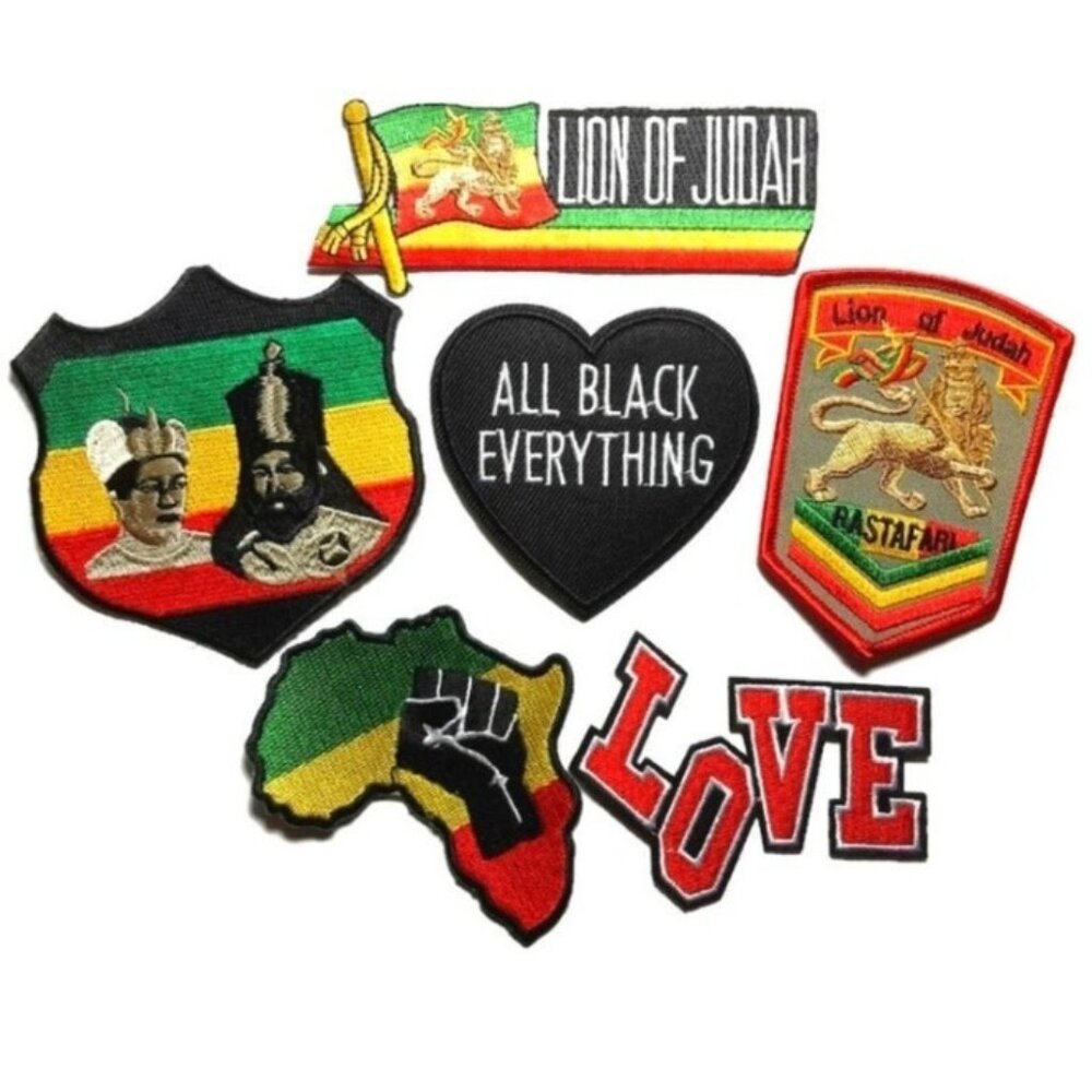 Rasta Black Love Iron-On Patches Lot